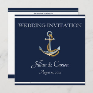 Nautical Anchor - Navy & White Wedding Einladung