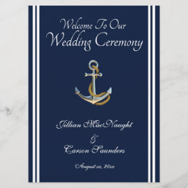 Nautical Anchor - Navy & White Wedding Service Programm