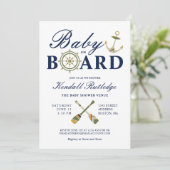 Nautical Anchor Oars Baby On Board Baby Dusche Einladung (Stehend Vorderseite)