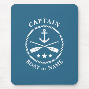 Nautical Anchor & Oars mit Captain Boat oder Name Mousepad