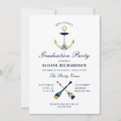 Nautical Anchor & Oars Navy Graduation Party Einladung (Vorderseite)
