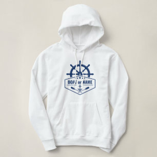 Nautical Anchor Oars Ship Rad Helm Boat oder Name Hoodie