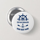 Nautical Anchor Oars Wheel Captain & Bootsname Button (Vorne & Hinten)