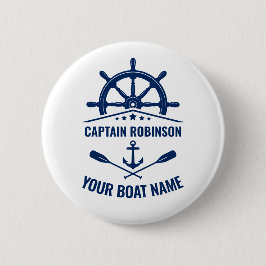 Nautical Anchor Oars Wheel Captain & Bootsname Button