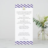 Nautical Anchor on Blue Stripe Wedding Menu Menükarte (Stehend Vorderseite)