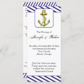 Nautical Anchor on Blue Stripe Wedding Program Programm (Vorne/Hinten)