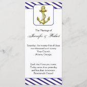 Nautical Anchor on Blue Stripe Wedding Program Programm (Vorderseite)