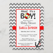 Nautical Anchor on Dark Gray Zickzack Einladung (Vorne/Hinten)