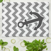 Nautical Anchor on Dark Gray Zickzack Geschirrtuch (Gefaltet)