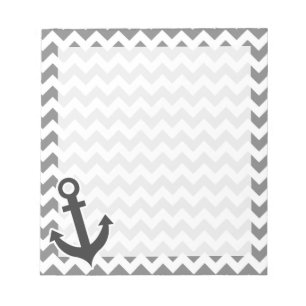 Nautical Anchor on Dark Gray Zickzack Notizblock