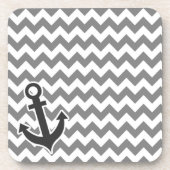 Nautical Anchor on Dark Gray Zickzack Untersetzer (Vorderseite)