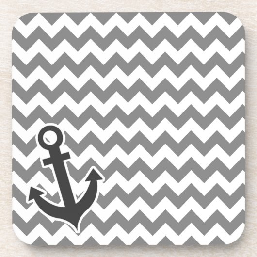 Nautical Anchor on Dark Gray Zickzack Untersetzer (Vorderseite)