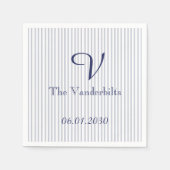Nautical Anchor on Grey Stripe Wedding Serviette (Vorderseite)