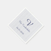 Nautical Anchor on Grey Stripe Wedding Serviette (Ecke)