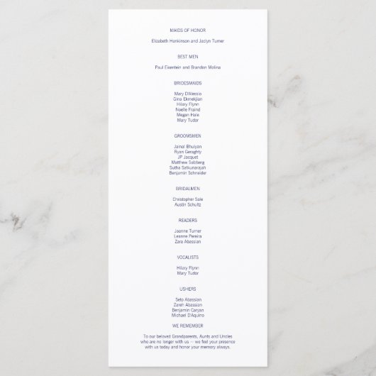 Nautical Anchor on Navy Wedding Program v4 JRoy Menükarte (Rückseite)