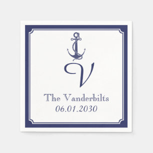 Nautical Anchor on Navy Wedding Serviette