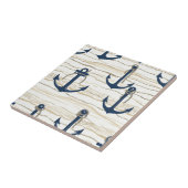 Nautical Anchor Pattern on Driftwood (1) Fliese (Seite)