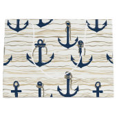 Nautical Anchor Pattern on Driftwood (1) Große Geschenktüte (Vorderseite)