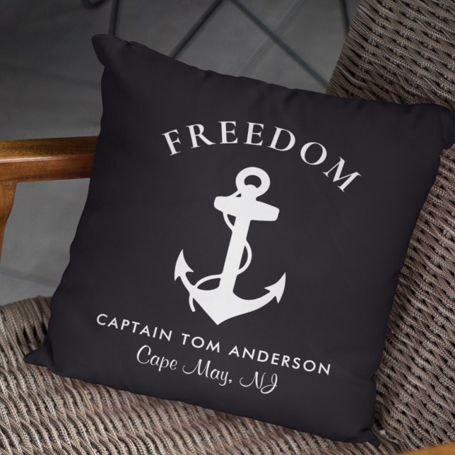 Nautical Anchor Personalisiert Black Kissen (Von Creator hochgeladen)