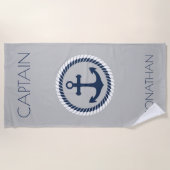 Nautical Anchor Personalisiert Captain Strandtuch (Vorderseite)