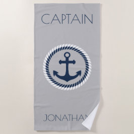 Nautical Anchor Personalisiert Captain Strandtuch