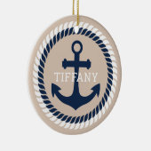 Nautical Anchor Personalisiert Keramik Ornament (Rechts)