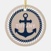 Nautical Anchor Personalisiert Keramik Ornament (Vorne)