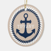 Nautical Anchor Personalisiert Keramik Ornament (Links)