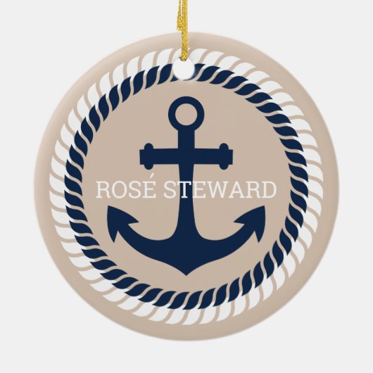 Nautical Anchor Personalisiert Keramik Ornament (Hinten)