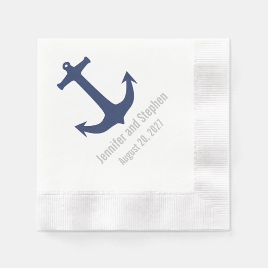 Nautical Anchor Personalisiert Wedding Napkins Serviette (Vorderseite)