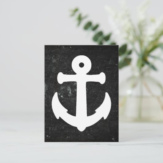 Nautical Anchor Postcard mit Chalkboard Hintergrun Postkarte (Stehend Vorderseite)