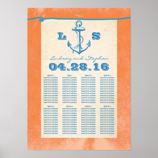 Nautical Anchor Poster für Hochzeiten (Vorne)
