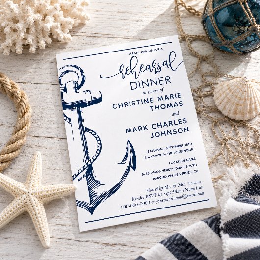 Nautical Anchor Probe Hochzeitsessen Einladung
