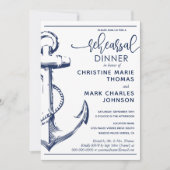 Nautical Anchor Probe Hochzeitsessen Einladung (Vorderseite)