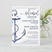 Nautical Anchor Probe Hochzeitsessen Einladung (Stehend Vorderseite)