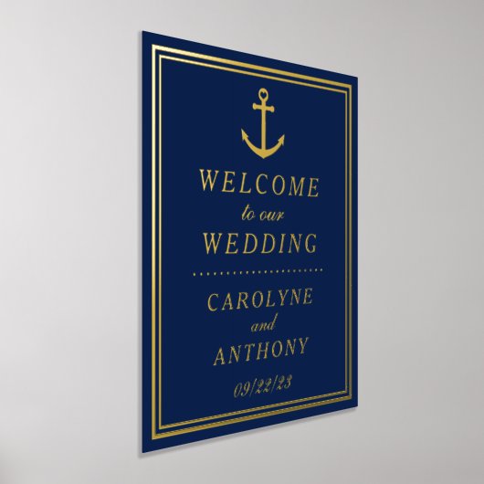 Nautical Anchor Real Foil Wedding Willkommenszeich Foliendrucke (Ablage )
