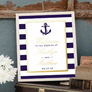 Nautical Anchor Real Foil Wedding Willkommenszeich Foliendrucke