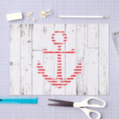 Nautical Anchor Red Stripes White Wood Party Seidenpapier (Handwerk)