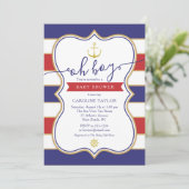 Nautical Anchor Red White Blue Boy Baby Dusche Einladung (Stehend Vorderseite)