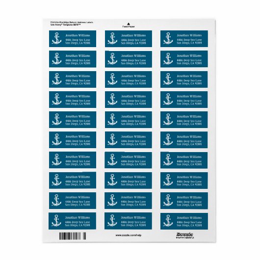 Nautical Anchor Return Address Labels (Vorne)