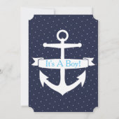 Nautical Anchor & Ribbon Baby Boy Babydusche Einladung (Rückseite)