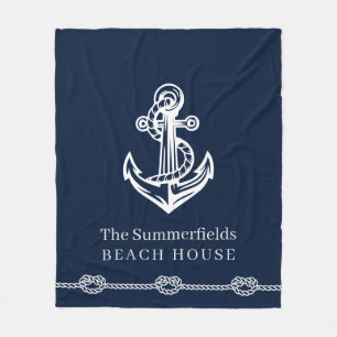 Nautical Anchor Rope Family Vacation Beach House Fleecedecke