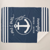 Nautical Anchor Rope Navy Blue Mr & Mrs. Sherpadecke (Vorderseite (Horizontal))
