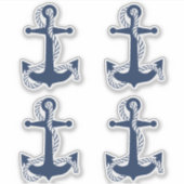 Nautical Anchor & Rope Navy White ID836 Aufkleber (Vorderseite)