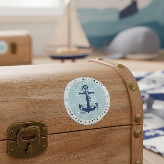 Nautical Anchor & Rope Safe Harbor ID1250 Runder Aufkleber