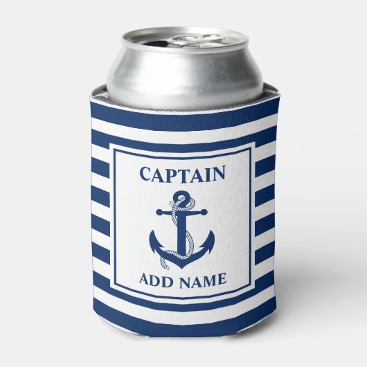 Nautical Anchor Rope Stripter Captain Name Dosenkühler (Kanne Vorderseite)