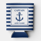 Nautical Anchor Rope Stripter Captain Name Dosenkühler (Vorderseite)