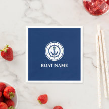 Nautical Anchor Rope Wheel Name Navy Blue
