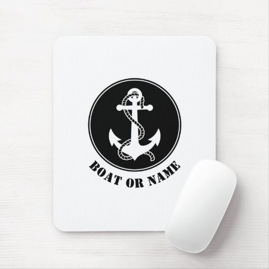 Nautical Anchor & Rope Your Boote oder Name Black Mousepad (Mit Mouse)