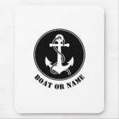 Nautical Anchor & Rope Your Boote oder Name Black Mousepad (Vorne)